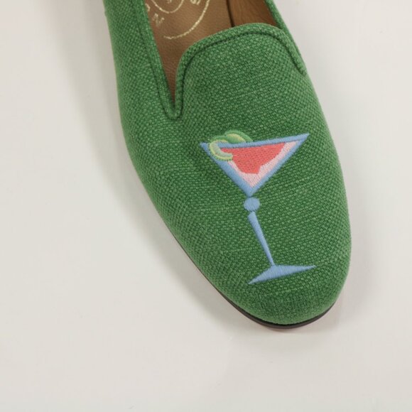 NEW Stubbs & Wootton Linen Size 7 Embroidered Cocktails Slippers - Picture 8 of 10